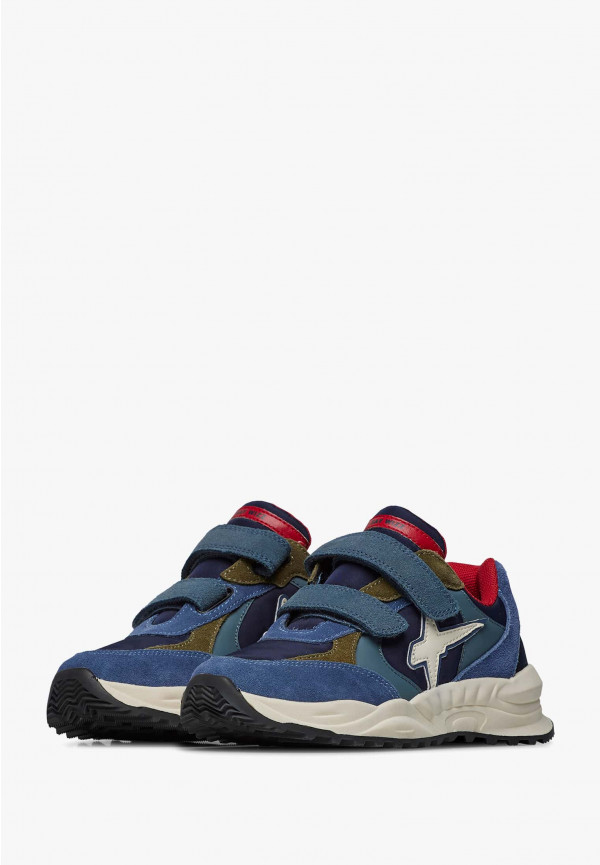 W6yz Sneakers in suede e tessuto tecnico Navy -CHEWINGUM JUNIOR VL Nuova