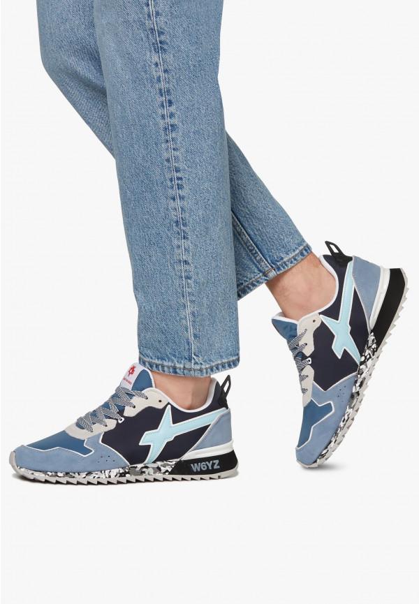 W6yz Sneakers in tessuto tecnico e suede Celeste -JET-M Shopping Online