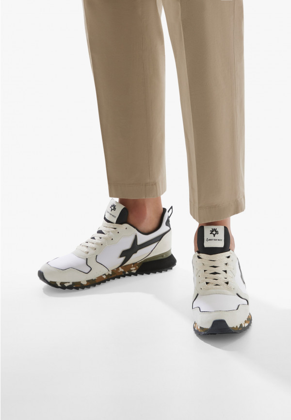 W6yz Sneakers in tessuto tecnico e suede Beige-Nero -JET-M Prezzo Ridotto