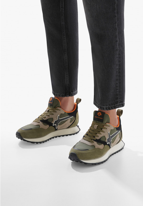 W6yz Sneakers in suede e tessuto tecnico Militare -LOOP-M Convenienza