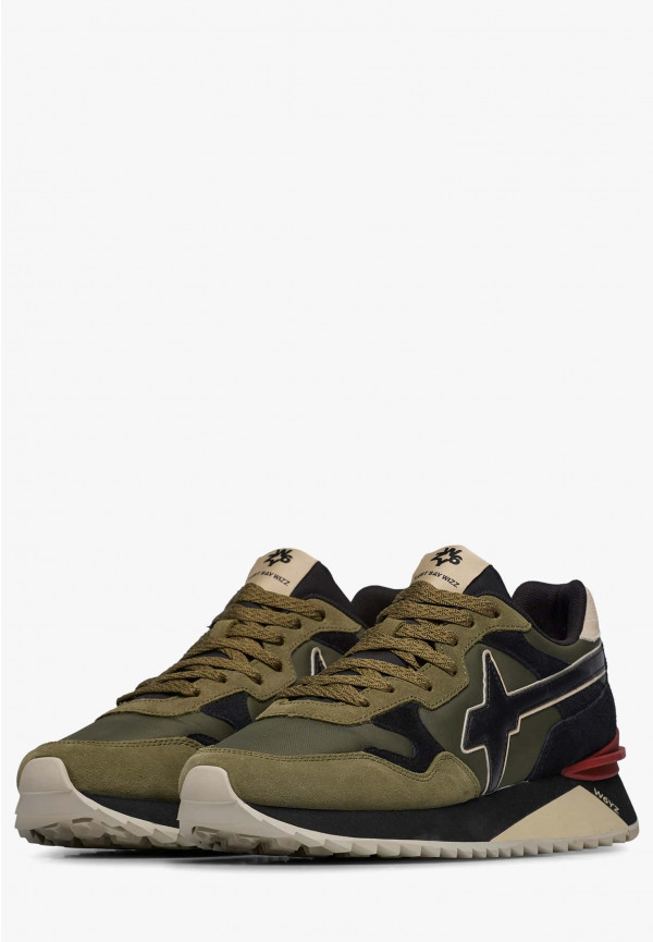 W6yz Sneakers in tessuto tecnico e suede Militare -YAK-M Sconto