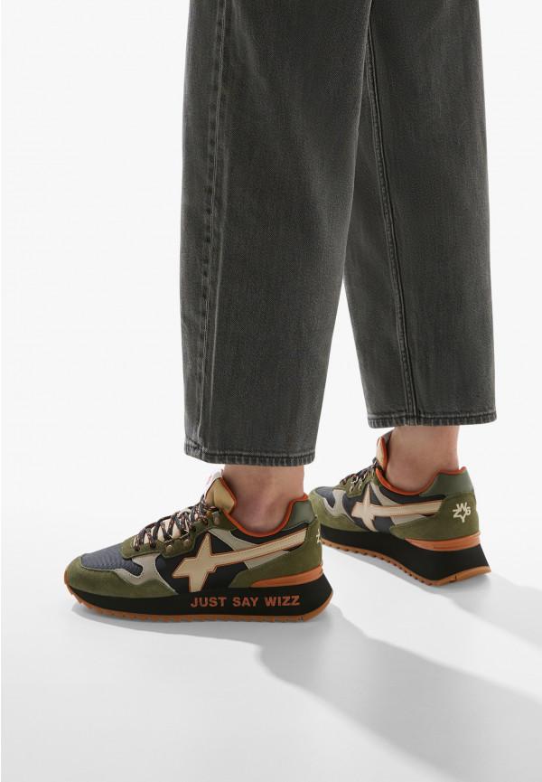 W6yz Sneakers in suede e tessuto tecnico Militare -YAK-M Offerta