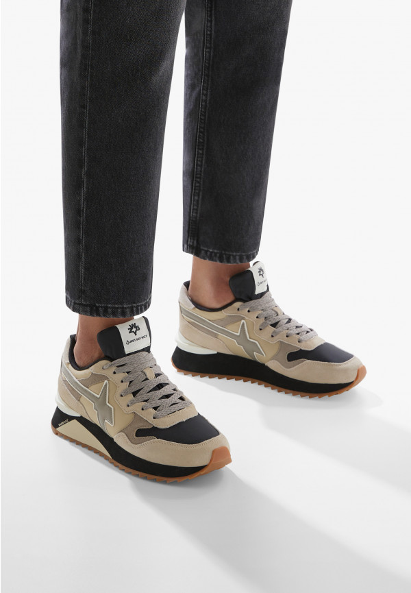 W6yz Sneakers in tessuto tecnico e suede Beige -YAK-M Promozione Limitata