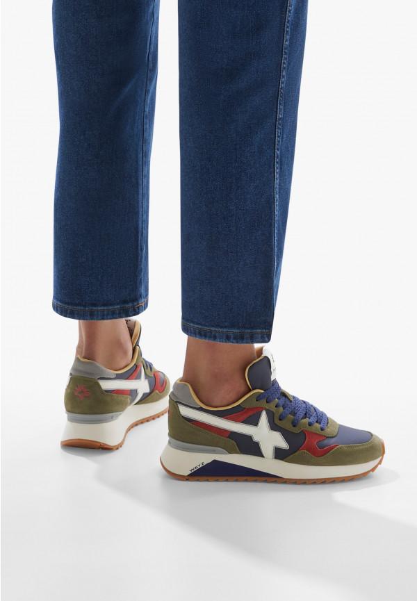 W6yz Sneakers in tessuto tecnico e suede Blu scuro -YAK-M In Vendita