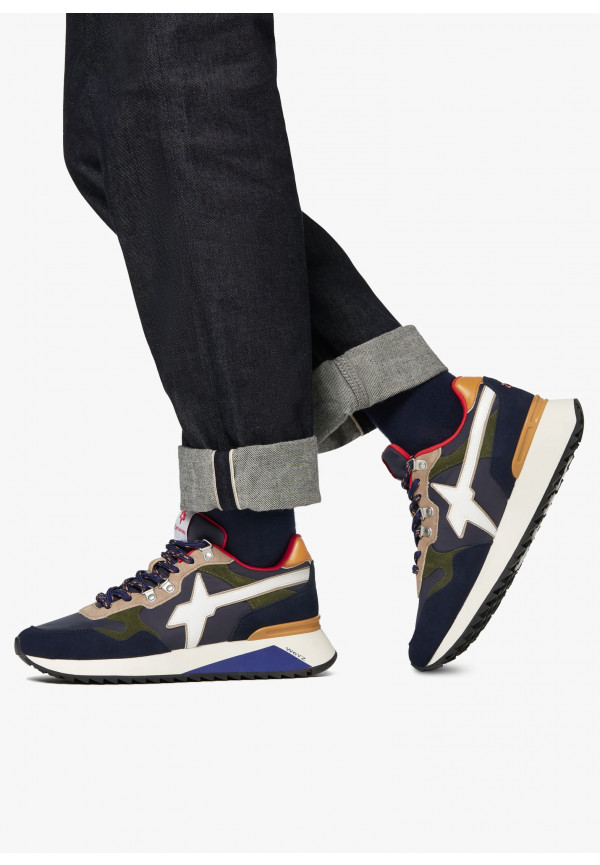 W6yz Sneakers in tessuto tecnico e suede Navy -YAK-M Vendita Economica