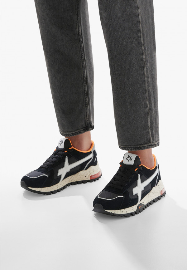 W6yz Sneakers in suede e tessuto tecnico Bianco-Nero -BREEZE 3-M Nuova