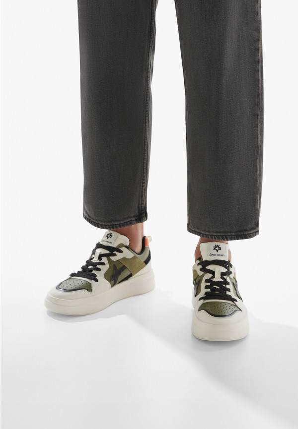 W6yz Sneakers in ecopelle e suede Militare -BOND 2-M Vendita