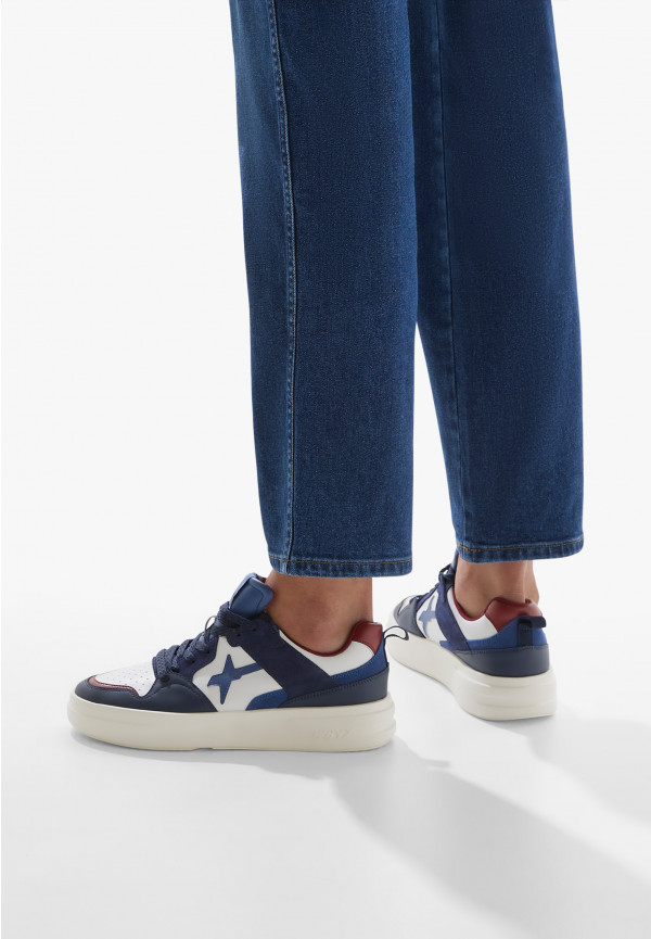 W6yz Sneakers in ecopelle e suede Bianco-Blu -BOND 2-M Promozione