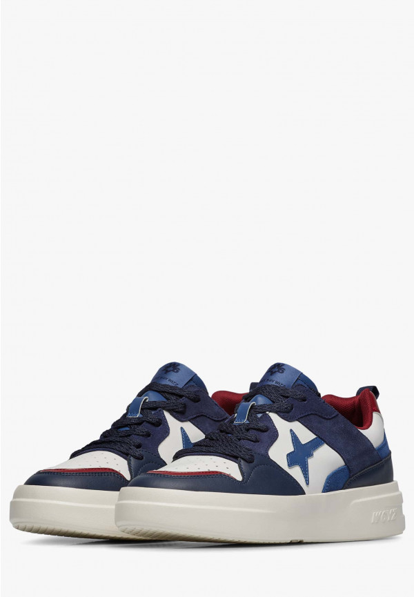 W6yz Sneakers in ecopelle e suede Bianco-Blu -BOND 2-M Promozione