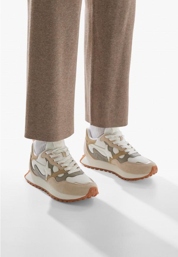W6yz Sneakers in suede e tessuto tecnico Bianco panna -LOOP-W Acquista Ora