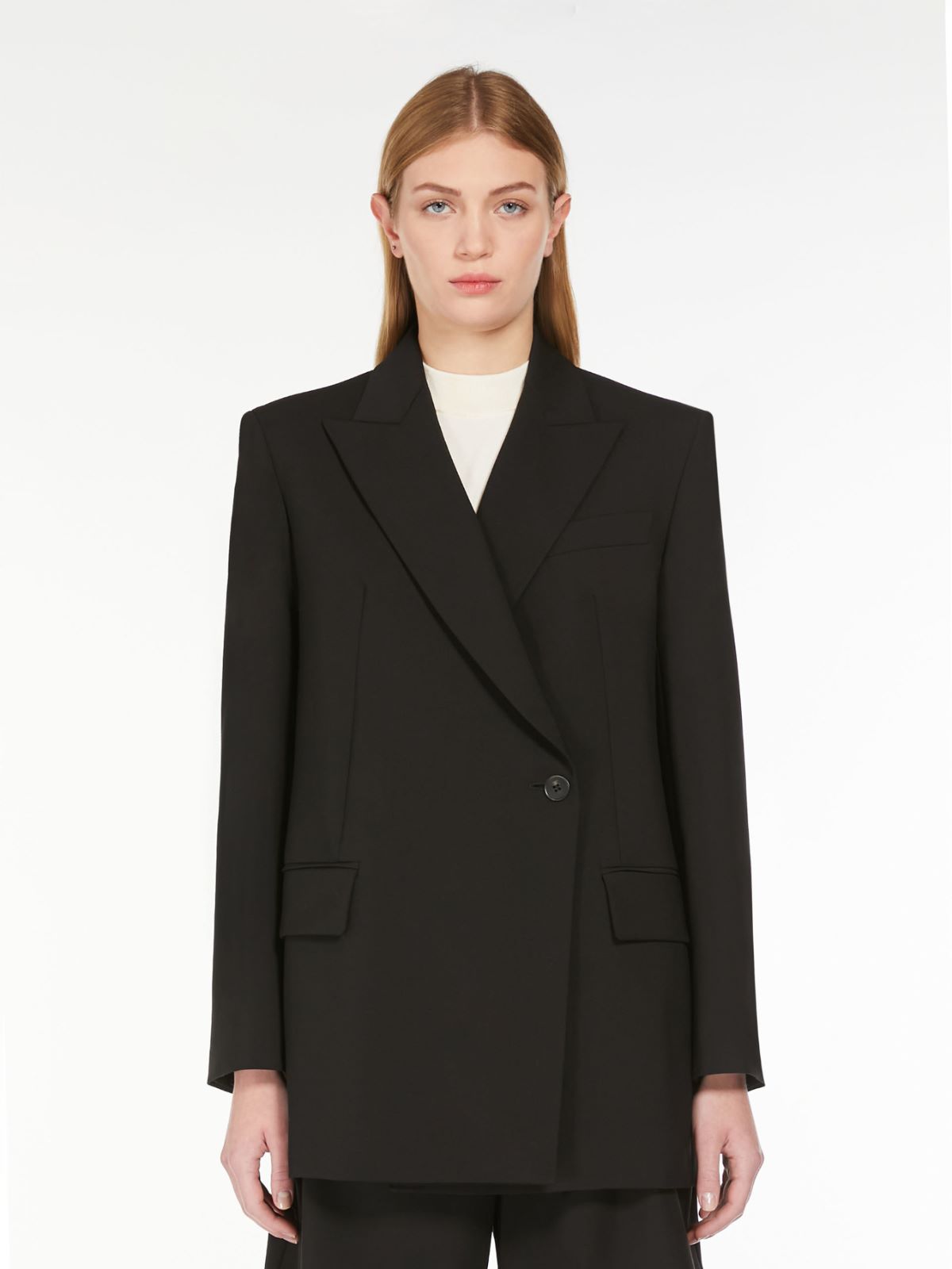 Weekend Blazer doppiopetto in tela di lana Vendita Calda