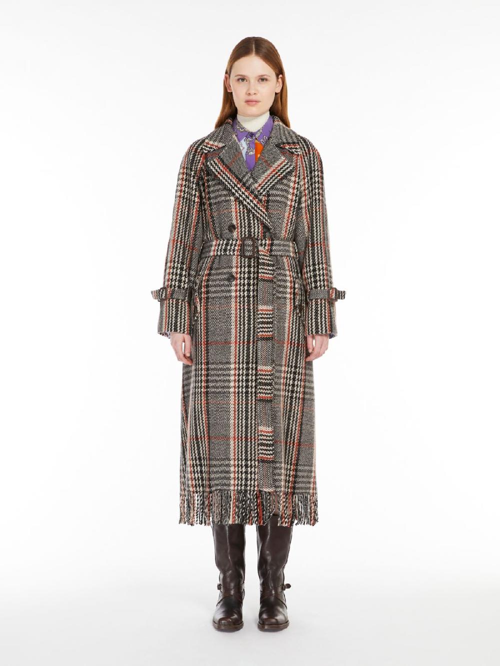 Weekend Cappotto in mista lana con frange Economico