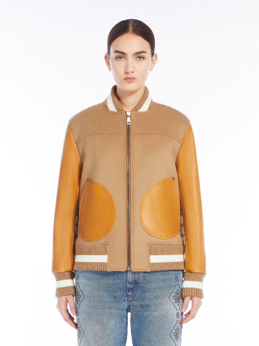 Weekend Bomber in lana velluto e pelle Nuovo