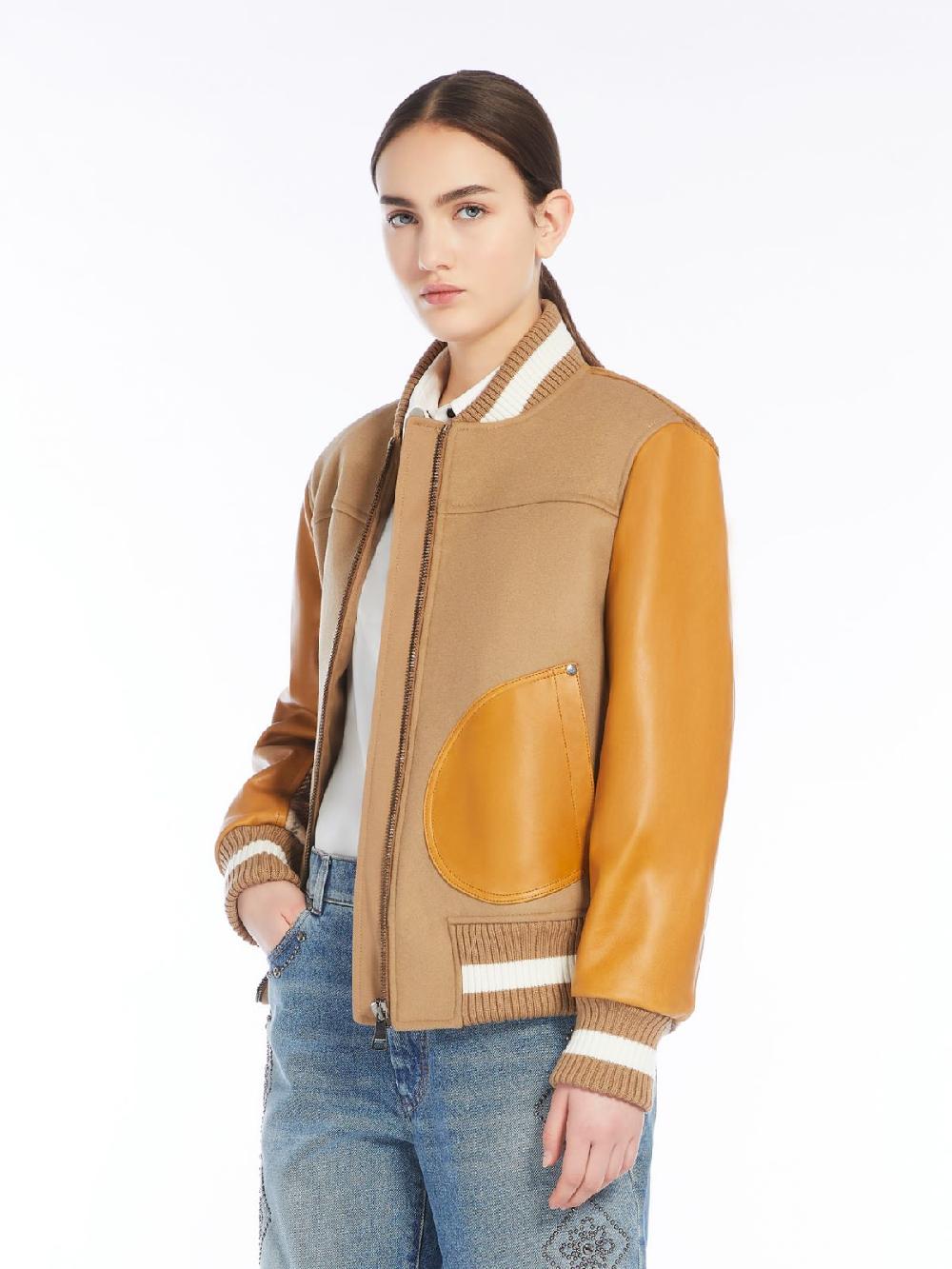 Weekend Bomber in lana velluto e pelle Nuovo