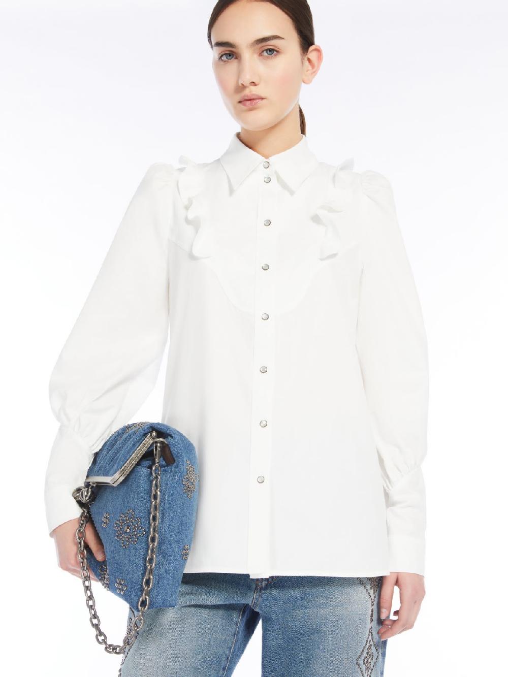 Weekend Camicia in twill di cotone con rouches Novità