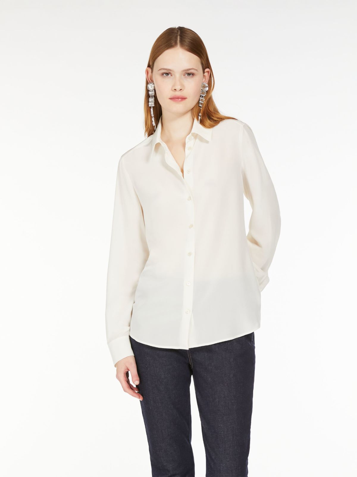 Weekend Camicia in crêpe de Chine lavata Nuovo