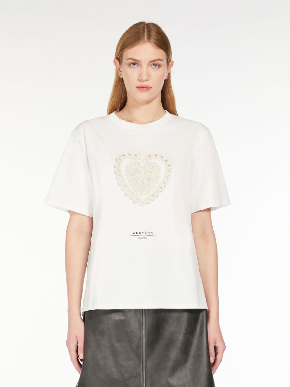 Weekend T-shirt in cotone con lettering ricamato Italia