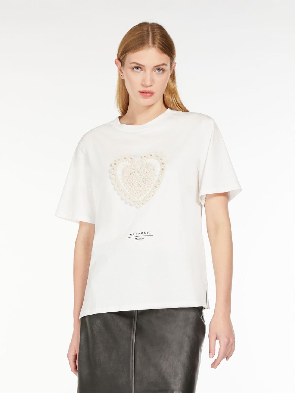 Weekend T-shirt in cotone con lettering ricamato Italia