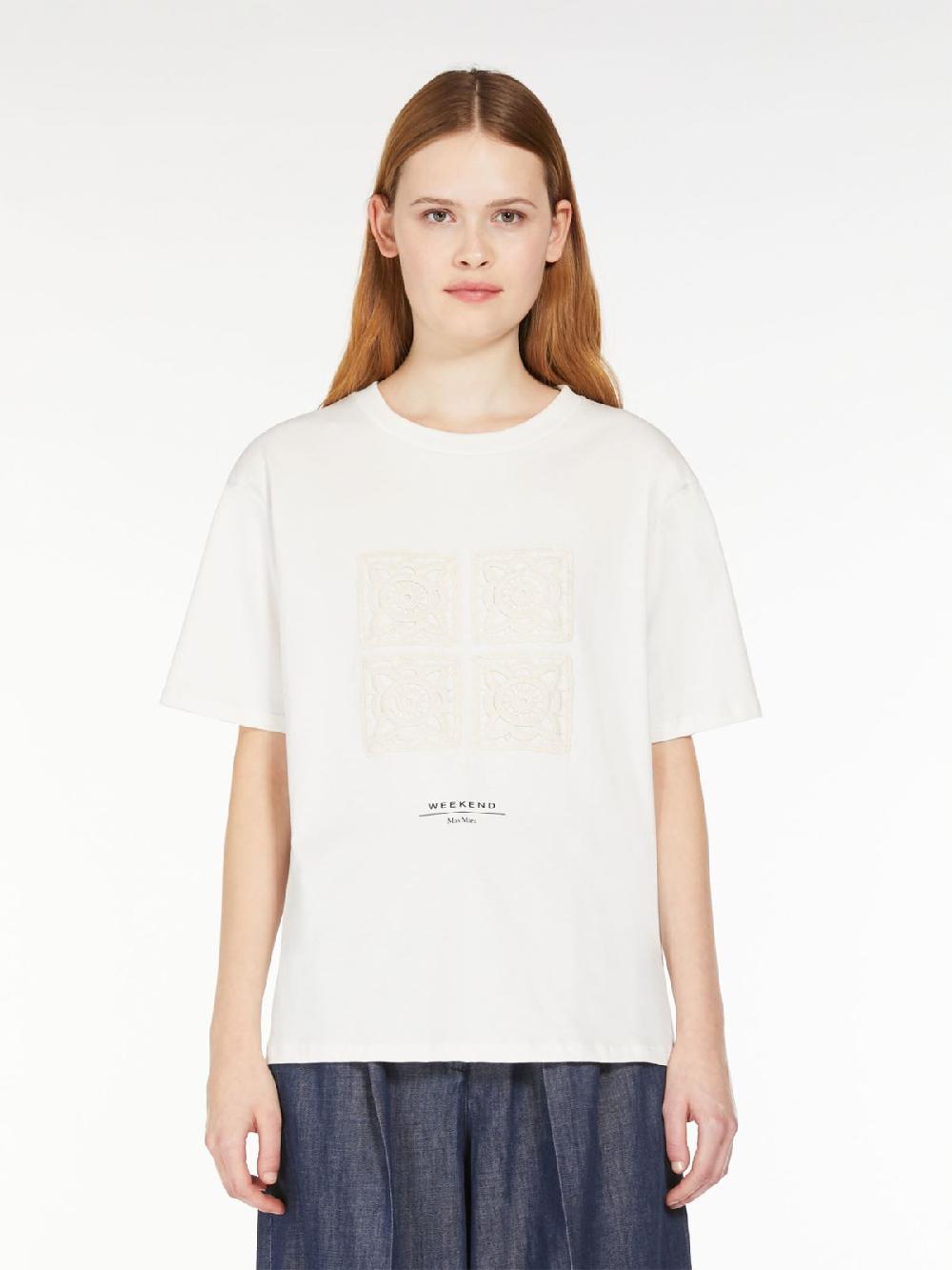 Weekend T-shirt in cotone con lettering ricamato Only for today