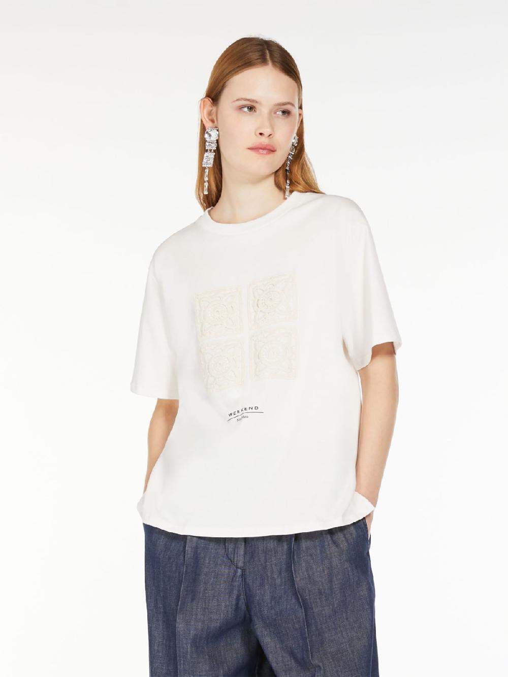Weekend T-shirt in cotone con lettering ricamato Only for today