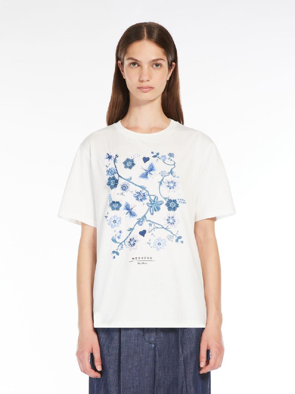 Weekend T-shirt in cotone con lettering ricamato In Linea