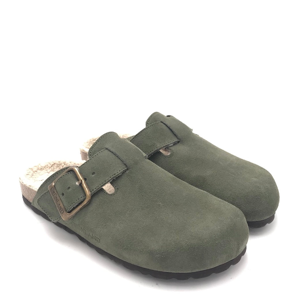 Zulian Calzature Ciabatta Sara shearling oliva Moda