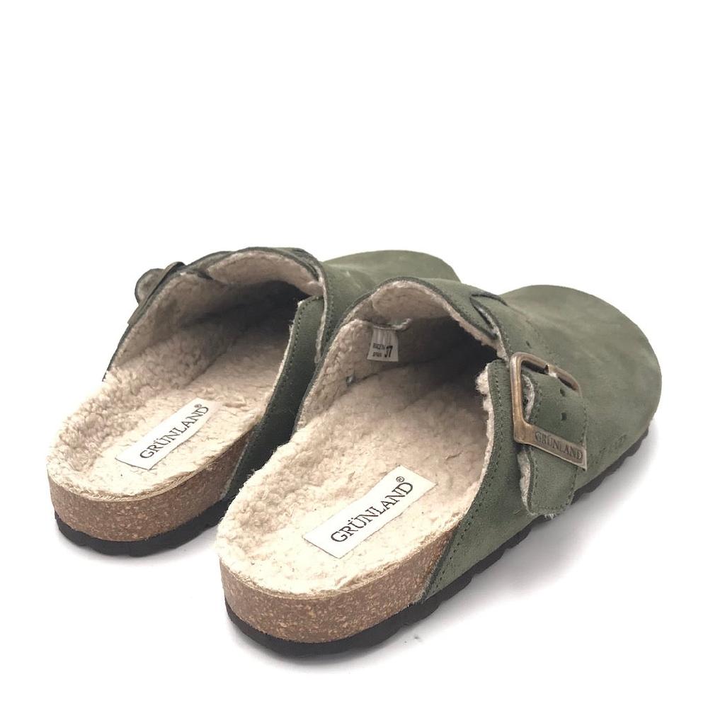 Zulian Calzature Ciabatta Sara shearling oliva Moda