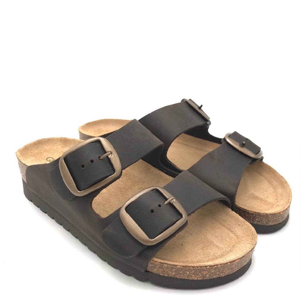 Zulian Calzature Ciabatta Hola doppia fibbia moro Italy