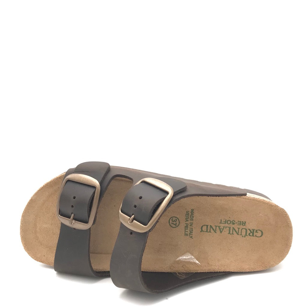 Zulian Calzature Ciabatta Hola doppia fibbia moro Italy