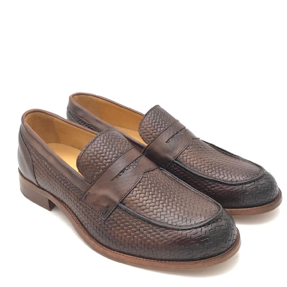 Zulian Calzature Mocassino intrecciato fango Vendita Economica