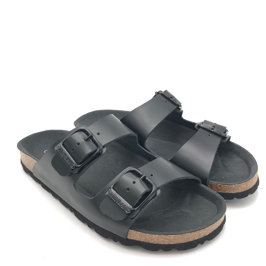 Zulian Calzature Ciabatta Sara doppia fibbia pelle nera Qualità