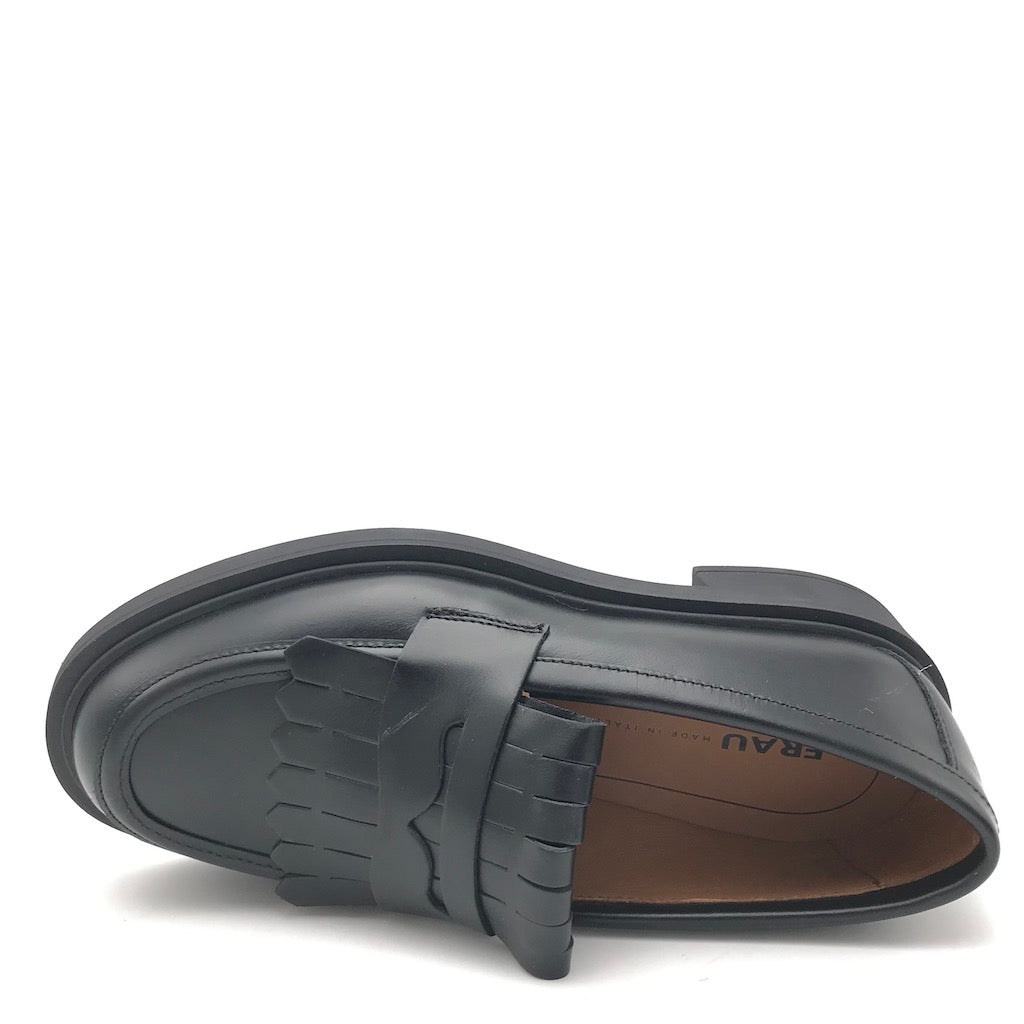 Zulian Calzature Mocassino college frangia in pelle nera 2025