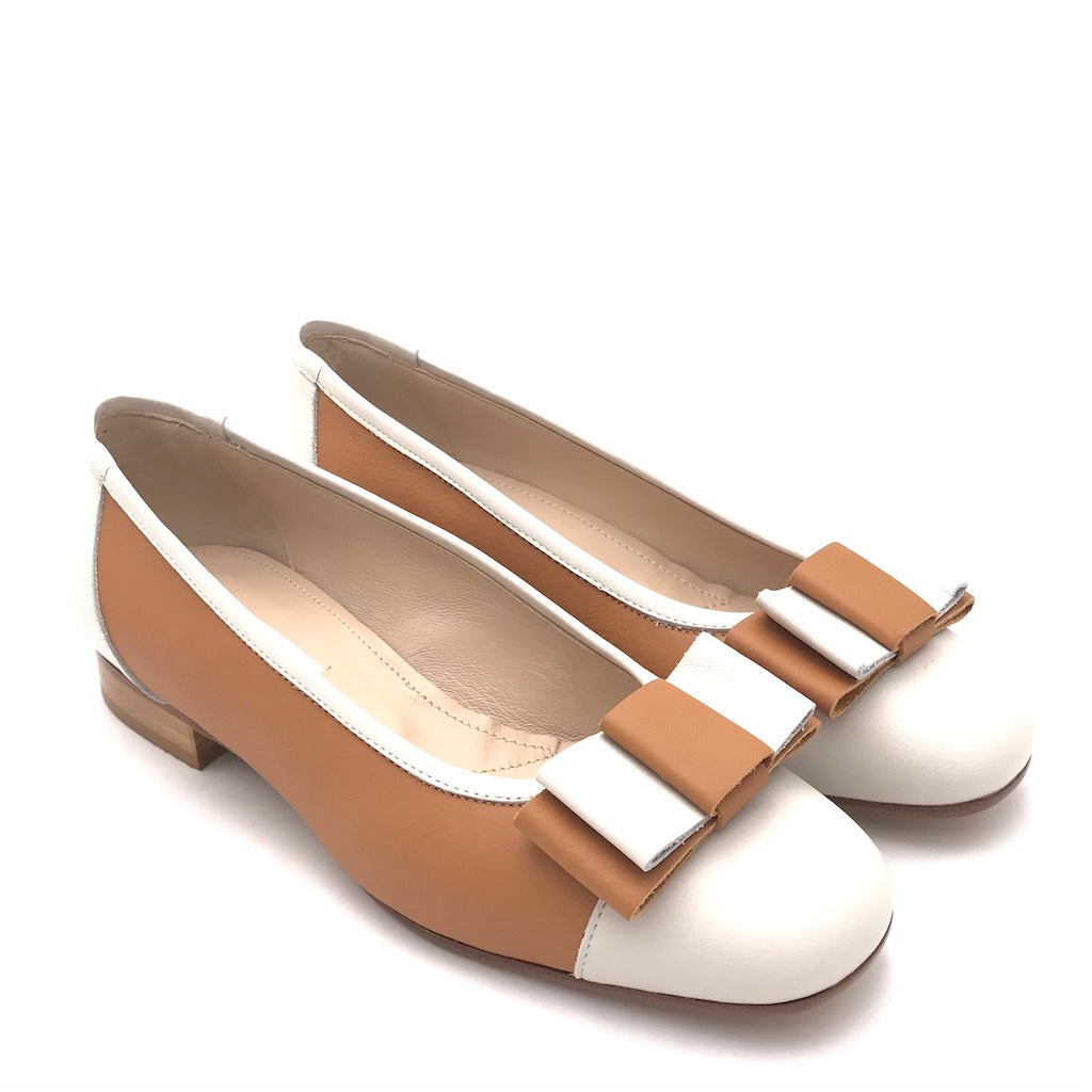 Zulian Calzature Ballerina in pelle cuoio-panna Spedizione Gratuita