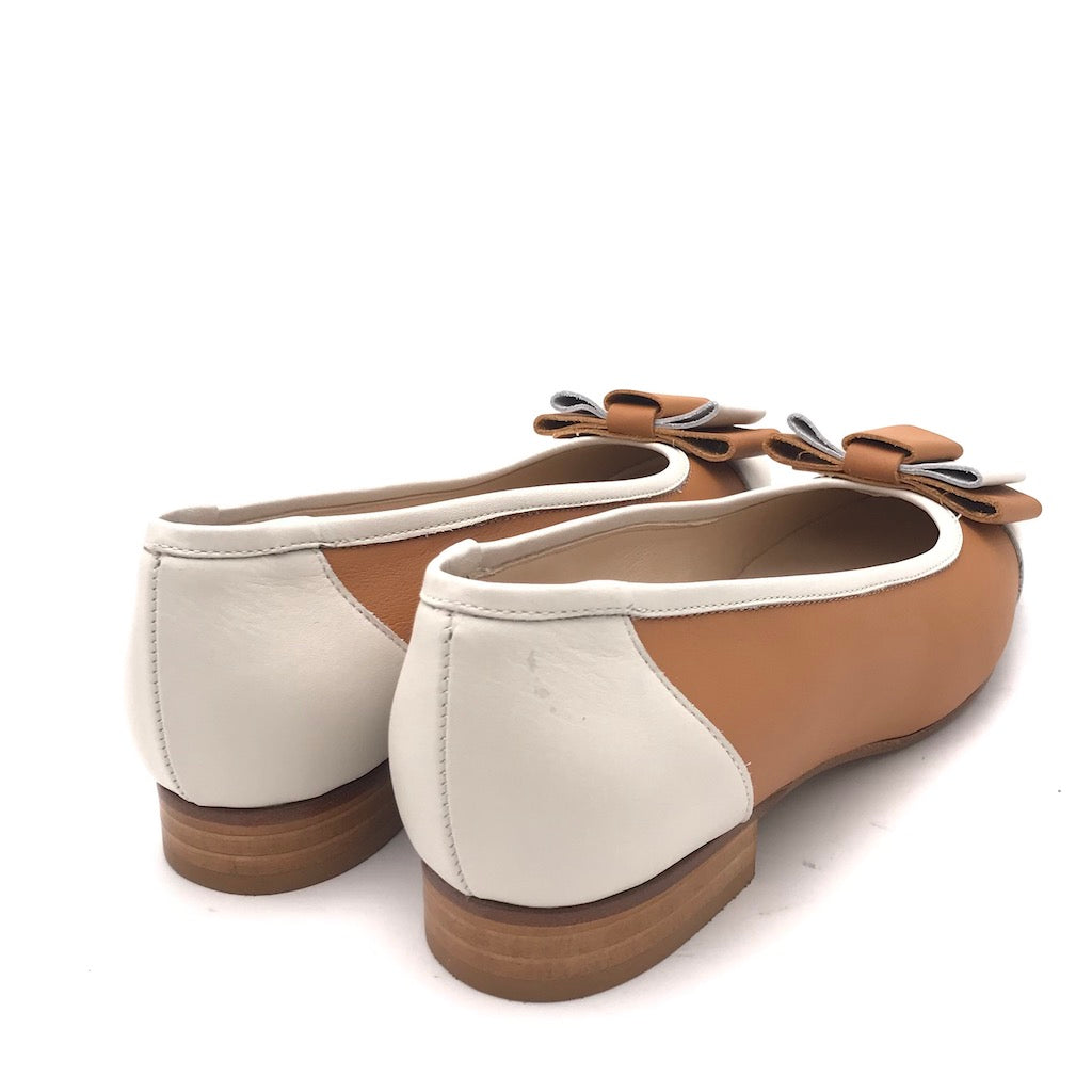 Zulian Calzature Ballerina in pelle cuoio-panna Spedizione Gratuita