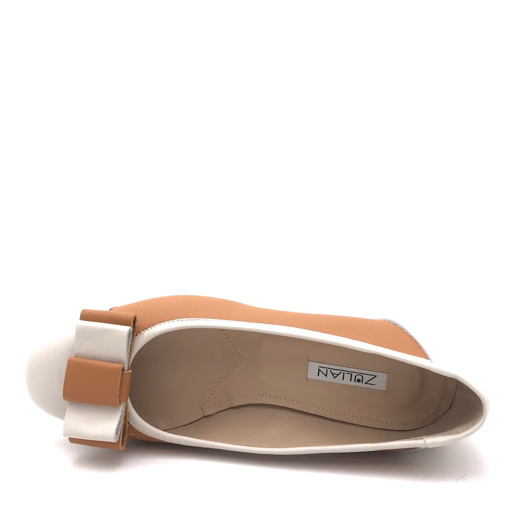 Zulian Calzature Ballerina in pelle cuoio-panna Spedizione Gratuita