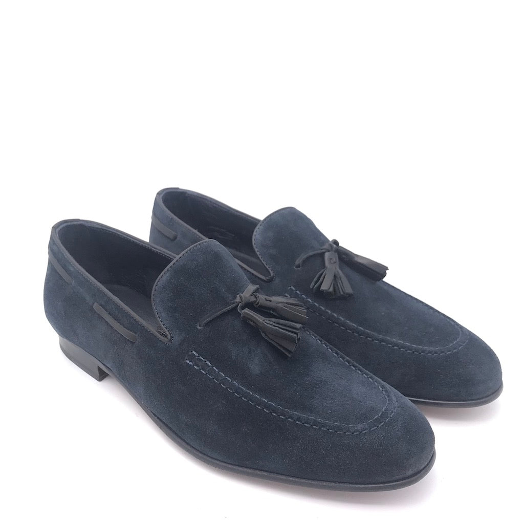 Zulian Calzature Mocassino nappine in velour blu Outlet