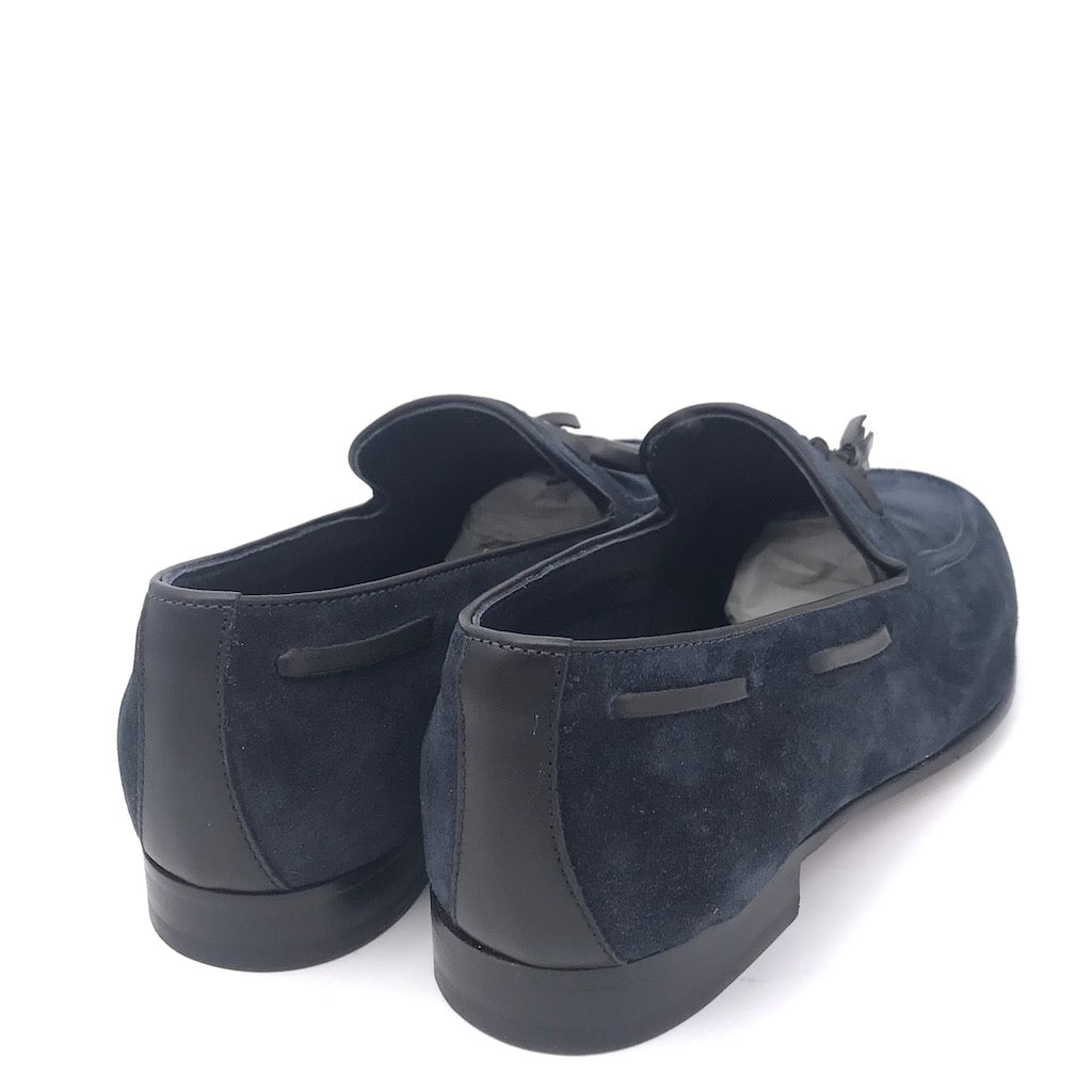 Zulian Calzature Mocassino nappine in velour blu Outlet