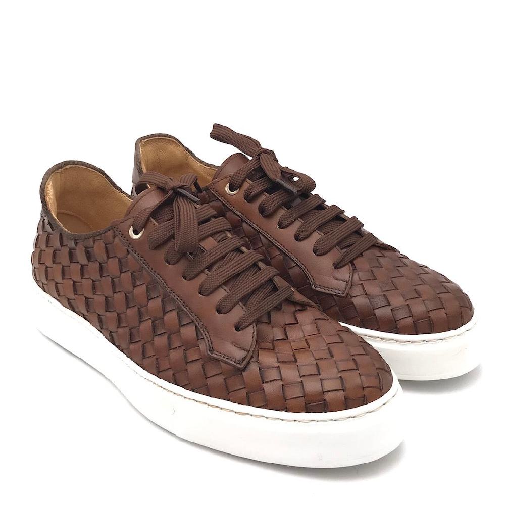 Zulian Calzature Sneakers intrecciata cuoio In Linea