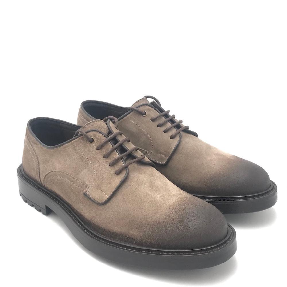Zulian Calzature Allacciata in crosta anticata taupe Italia