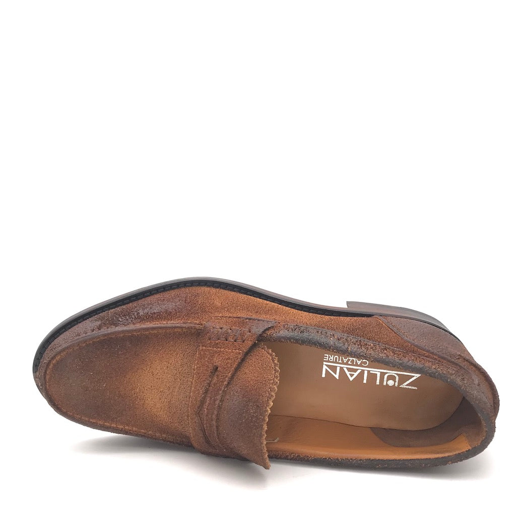 Zulian Calzature Mocassino college in crosta tabacco In Linea