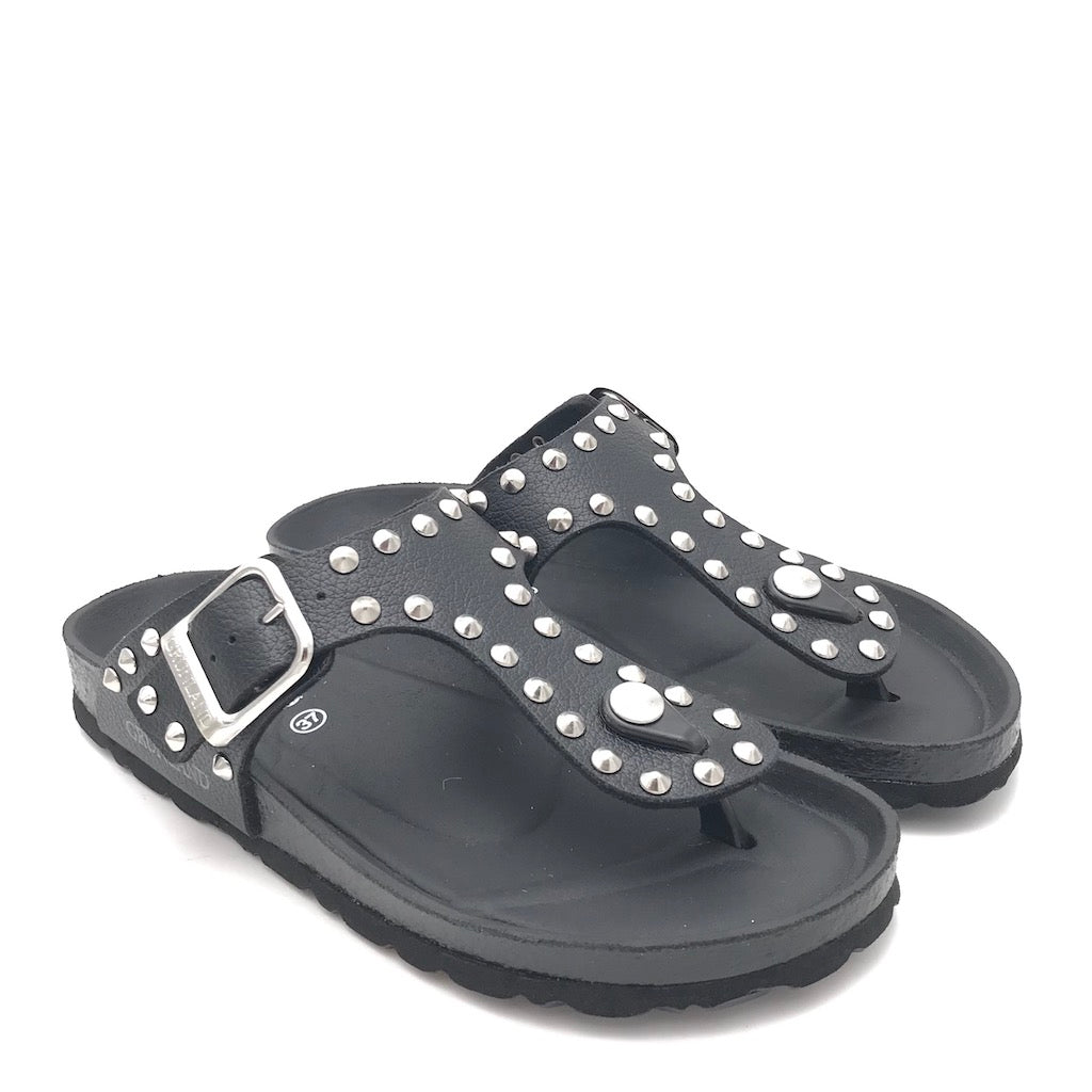 Zulian Calzature Ciabatta Sara infradito nera borchie Promozione Limitata