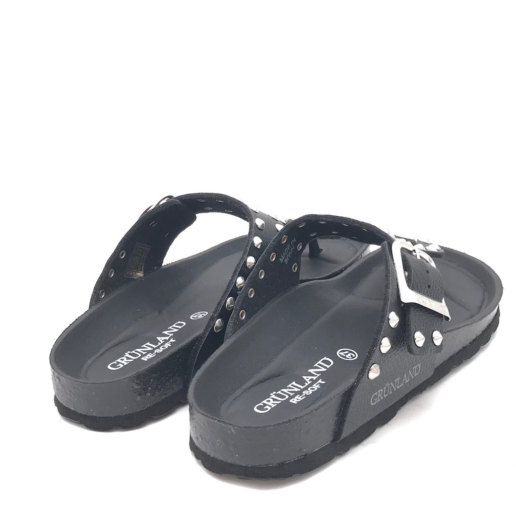 Zulian Calzature Ciabatta Sara infradito nera borchie Promozione Limitata