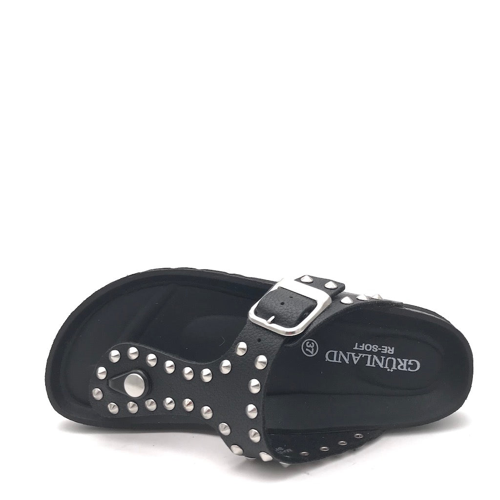 Zulian Calzature Ciabatta Sara infradito nera borchie Promozione Limitata