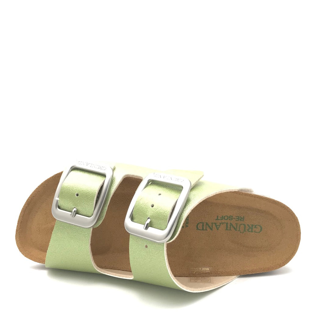 Zulian Calzature Ciabatta Sara doppia fibbia verde Vendita Calda