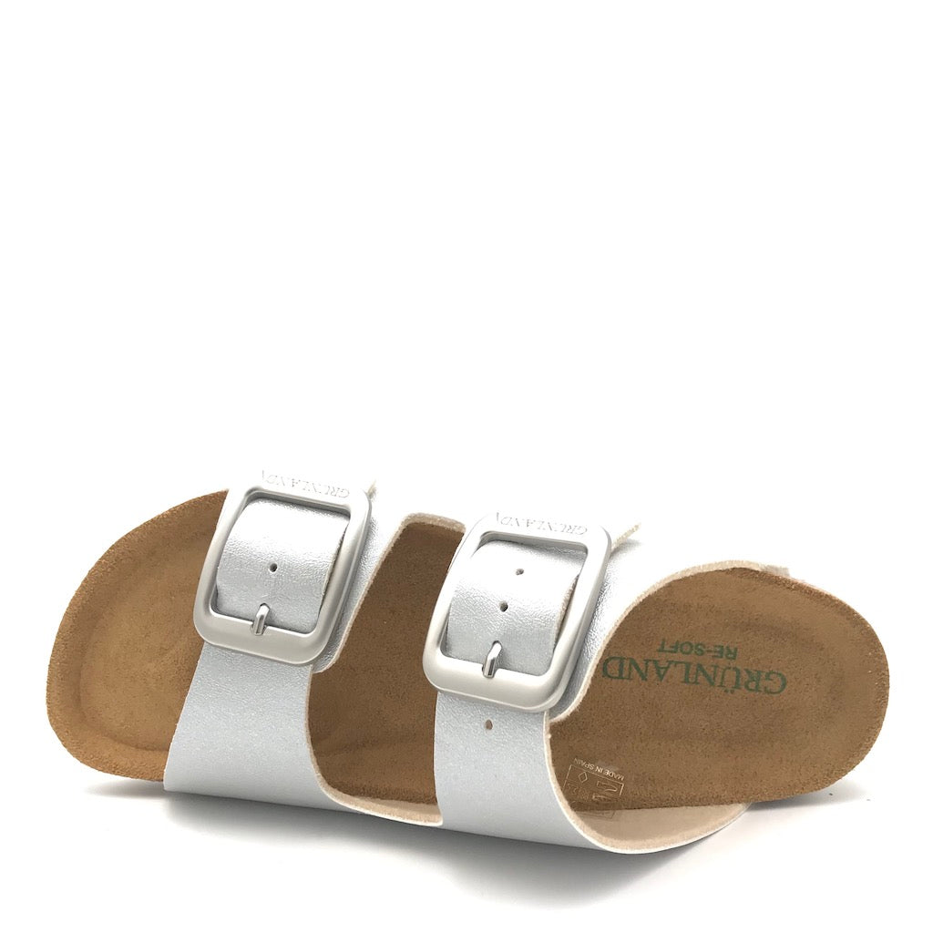 Zulian Calzature Ciabatta Sara doppia fibbia argento Vendita Economica