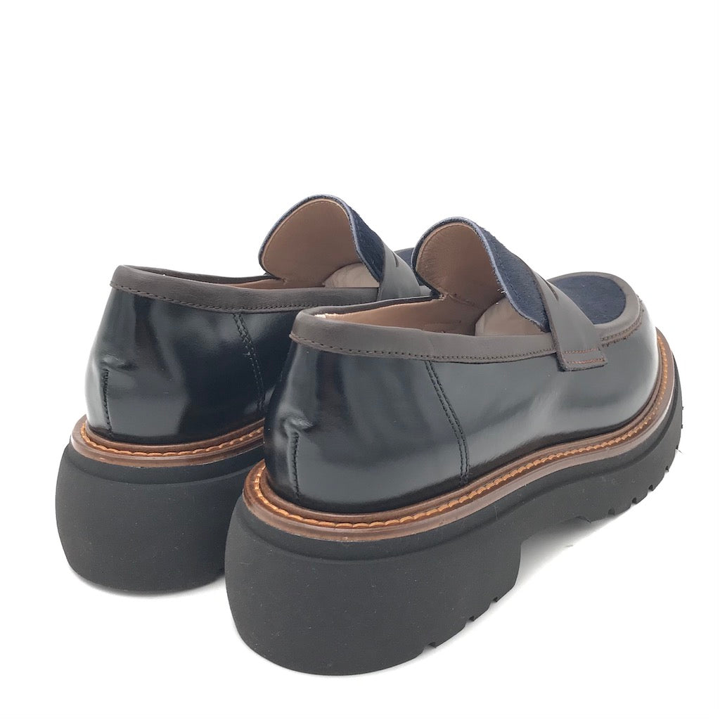 Zulian Calzature Mocassino nero e cavallino blu Negozi Online