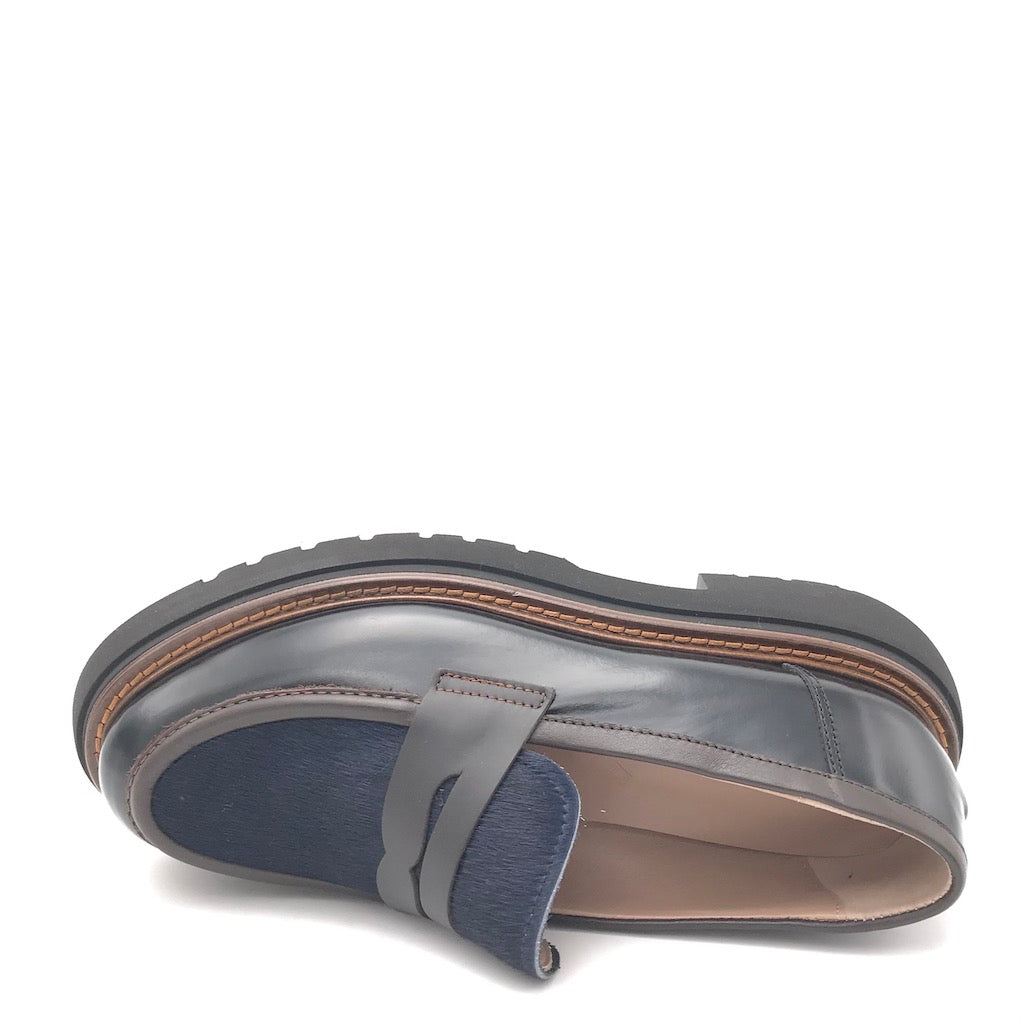 Zulian Calzature Mocassino nero e cavallino blu Negozi Online