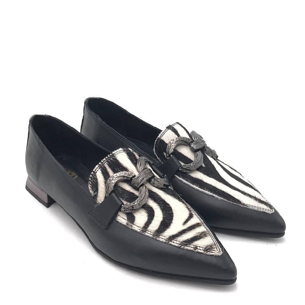 Zulian Calzature Mocassino zebra pelle nera Ultimi due giorni