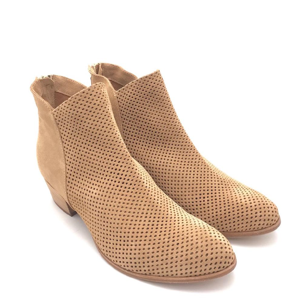 Zulian Calzature Tronchetto forato in crosta beige Vendita Calda