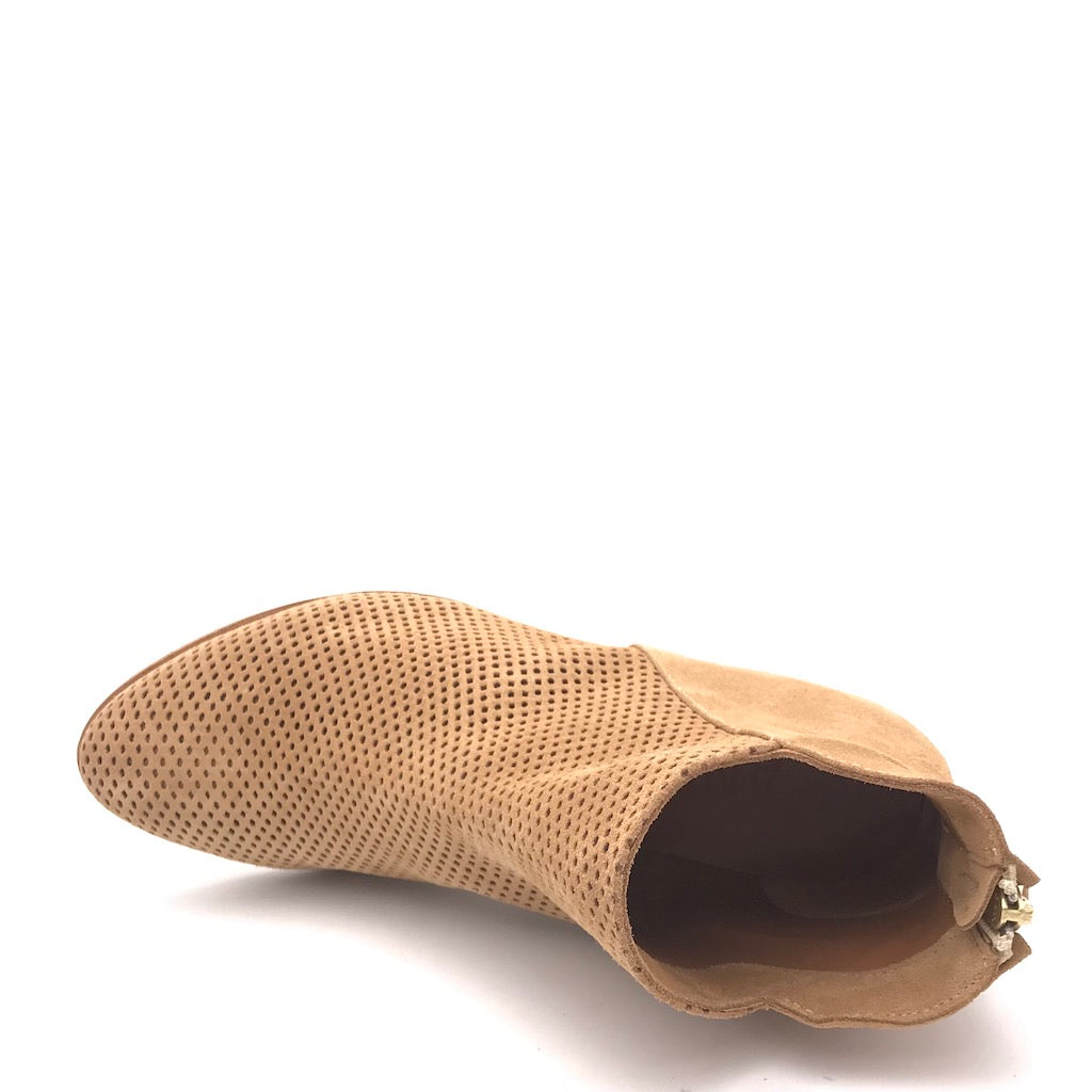 Zulian Calzature Tronchetto forato in crosta beige Vendita Calda
